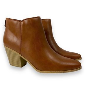 JF JustFab Dakota Heeled Bootie in‎ Leather Brown color Size US 8